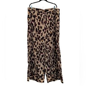 TA LA 3X BLACK/GOLD LEOPARD PRINT WIDE LEG PANTS NWOT